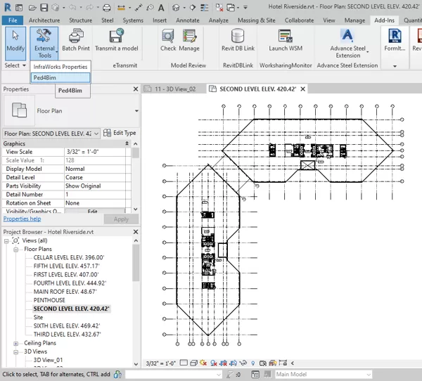 Autodesk® Revit® Add-In für Grundriss Export nach Ped4Bim