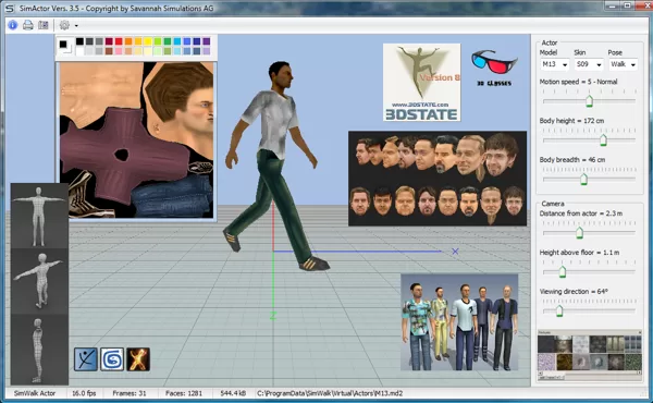 SimWalk 3D Human Actor Modeller