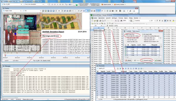 SimWalk Excel Import Export