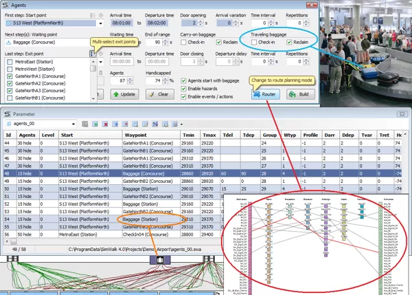 SimWalk Origin Destination Router