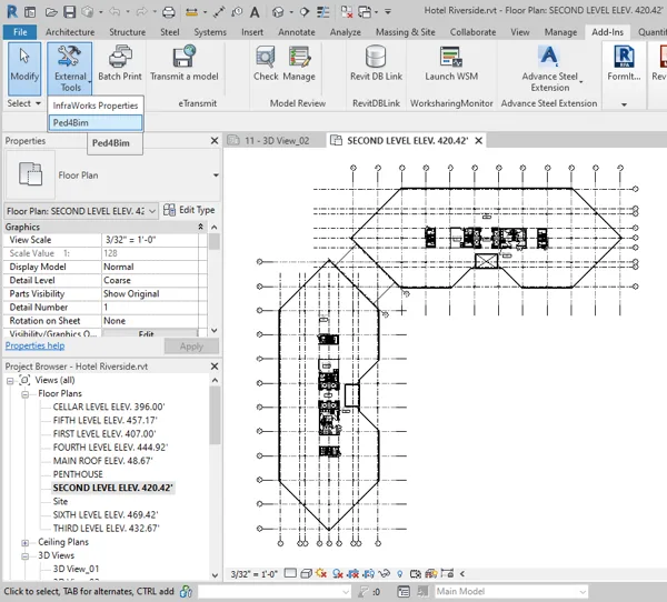 Autodesk® Revit® Add-In for Floorplan Export to Ped4Bim
