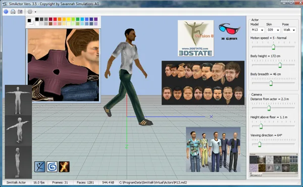 SimWalk 3D Human Actor Modeller